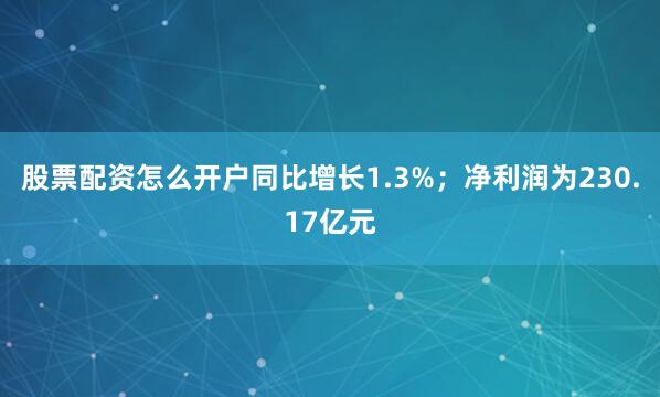 股票配资怎么开户同比增长1.3%；净利润为230.17亿元