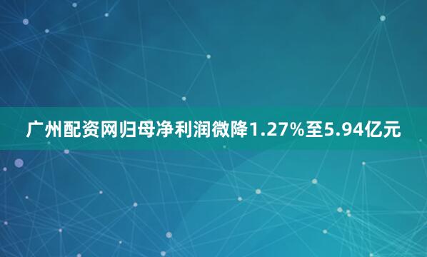 广州配资网归母净利润微降1.27%至5.94亿元